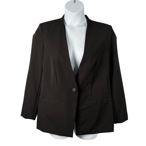 Alfani Blazer Womens Large Black One Button Shoulder Pads Unstructured Office - Picture 1 of 7